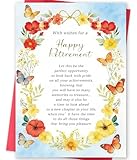 MOROLURU Happy Retirement Card – Elegant Floral Retirement Greeting Card, Congratulations on Retirement Card with Heartfelt Message, Retirement Wishes Card