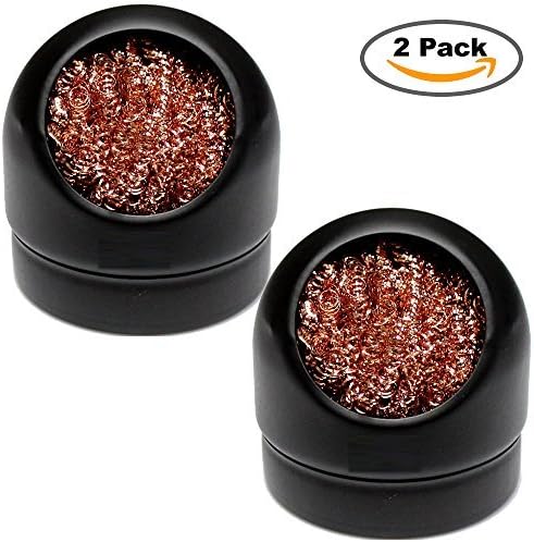2 Pack Welding Soldering Iron Tip Cleaner Stand Cleaning Solder Steel Wire And Holder Set Nozzle Sponge (Black)