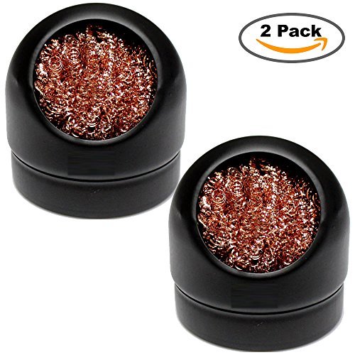 2 Pack Welding Soldering Iron Tip Cleaner Stand Cleaning Solder Steel Wire And Holder Set Nozzle Sponge (Black)