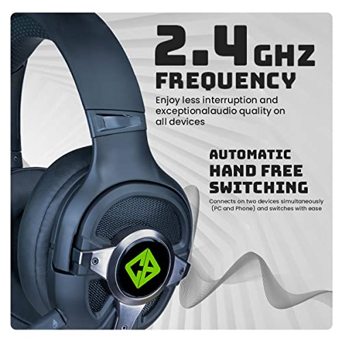 Image of Cosmic Byte Oberon Wireless Headphone, Tri Mode WiFi + Bluetooth 5.3 + Wired, Ultra Low Latency, Detacheable ENC Mic, 90 Rotatable Earcups, Hi-Fi 50mm Drivers (Black)