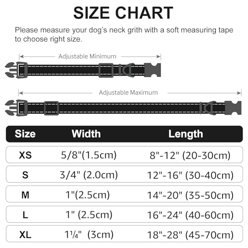 Joytale Halsband Hund, Gepolstertes Hundehalsband Breit aus Neopren Nylon Hundehalsband Verstellbar für Mittelgroße Hunde, Weich und Reflektierend Hundehalsbänder, M, Schwarz