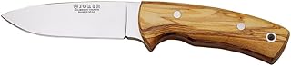 Joker CO25 - BUSHCRAFT nóż Corzo Full-Tang z uchwytem z drewna oliwnowego i blachy stalowej 10 cm. Narzędzie do polowania, wędkowania, przetrwania i Bushcraft - Wyprodukowano w Albacete