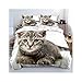 Facai Katzen-Bettbezug und Kissenbezug-Set Nettes Haustier-Katzenmuster 3D-Tier-Mikrofaser-Bettbezug-Bettdekor,A-Kingsize