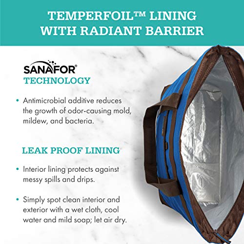 Rachael Ray Jumbo ChillOut Thermal Tote Bag, 10-Gallon Capacity, Insulated Bag, Reusable, Blue