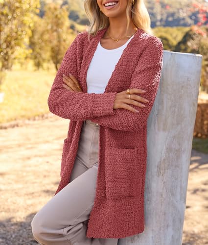 Image of MEROKEETY Women's Long Sleeve Soft Chunky Knit Sweater Open Front Cardigans Outwear Coat