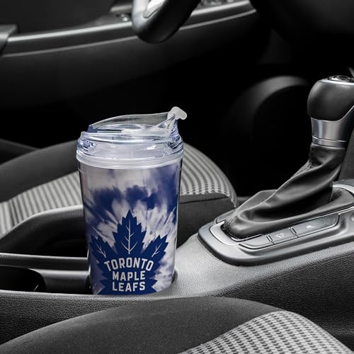 Image of Rico Industries NHL Hockey Team Color Tie Dye 24oz Metallic Acrylic Tumbler with Hinged Lid, Officially Licensed Double Wall Tumbler with Straw