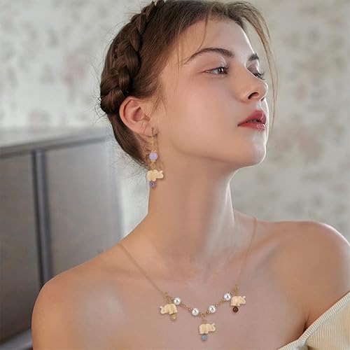 Miniatura 6 de 50 dijes de elefante de resina opaca tallados con animales de la suerte, cuentas colgantes con pequeño lazo para collares, pulseras, dijes a granel