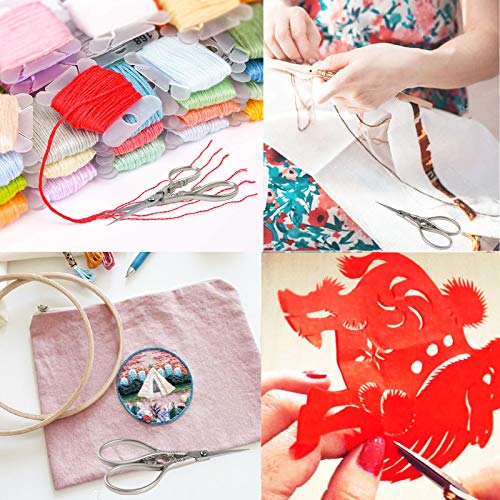 Bihrtc 4.33 Inches Vintage European Style Stainless Steel Auspicious Clouds Scissors For Needlework, Embroidery, Sewing, Craft, Art Work & Everyday Use (Light Grey) #TOP4