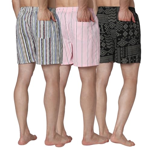 Image of Urban Scottish Ultra-Comfortable Men's Boxer Pants (Pack of 3) - 100% Cotton Material with A Stylish Print - Soft and Stretchy Elastic Waist Band - Dynamic Movement and Hardwearing Stitching