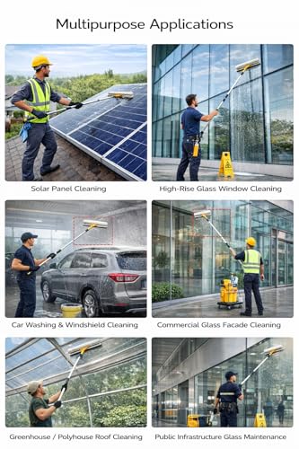 Image of 6-Meter Solar Panel Cleaning Mop with Washable Microfiber & Wiper - Telescopic Solar Wiper 6 Meter - Solar Panel Cleaner, Washer & Long-Handle Solar Cleaning Brush