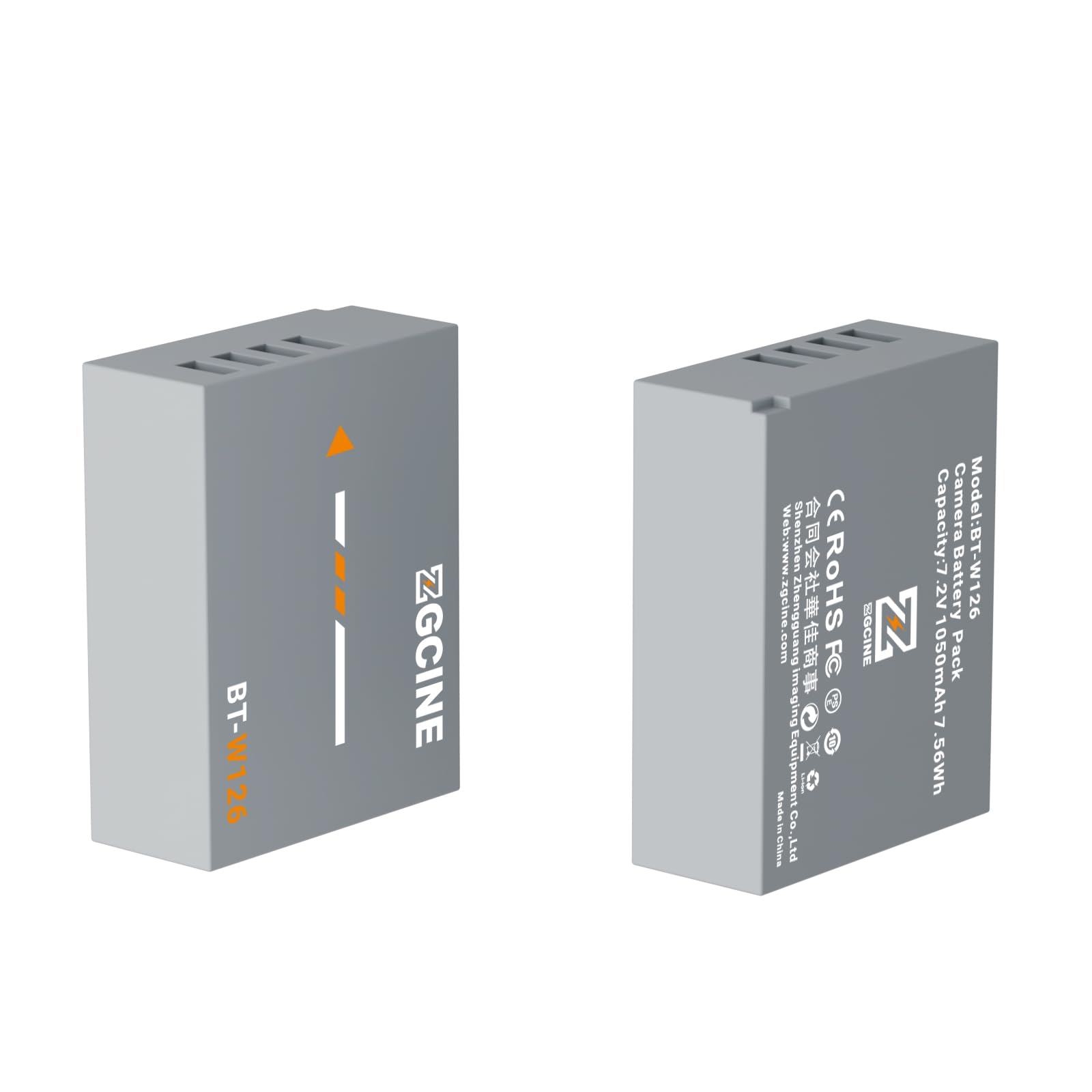 ZGCINE BT-W126 1050mAh Grey High Capacity Camera Battery for FUJIFILM Select X-Series and FinePix Cameras.