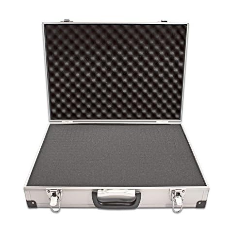 PeakTech 7260 - Carrying Case for Measurement Instrument, Resistant Aluminum Case, Tool Compartment, Foam Padding, with Padlock, High Quality Case, Dustproof, L - 370 x 80 x 230 mm Cover