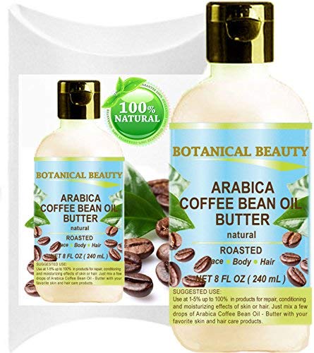 ARABICA COFFEE BEAN OIL BUTTER 100% Natural VIRGIN RAW UNREFINED for Face, Skin, Hair, Body And Nails 8 Fl. oz. - 240 ml by Botanical Beauty