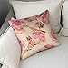 Icotoibabie Linen Pillow Case Pink Rose Bird Pattern 18x18 Inch Double Sided Decorative Cushion Cover for Sofa Bed Chair Car