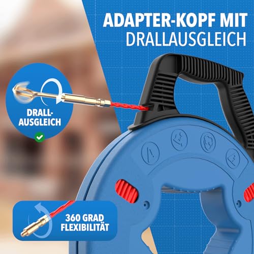 Einziehspirale 30m - Kabeleinziehhilfe, Einziehspirale mit Einziehfeder, Einziehhilfe für Leerrohre, Kabeleinzugshilfe für Leerrohr, Zugdraht, Kabelzieher für Kabel & Elektroinstallationen