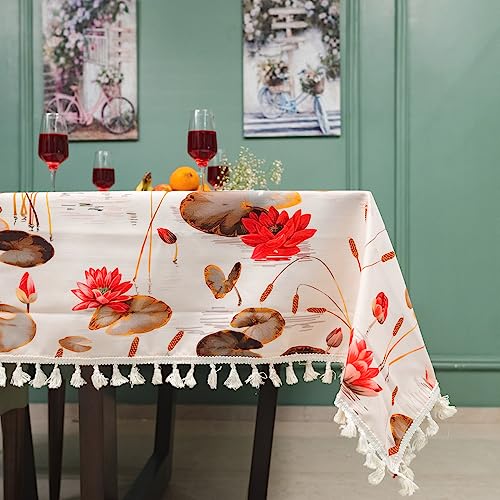 Image of Urban Space Sicilia Table Linen Collection - Premium Water & Stain Resistant Dining Table Cover for 6 Seater, Anti Skid Table Cloth for Center Table, 1 Piece (Lotus, 6 Seater 52 inch x 92 inch)