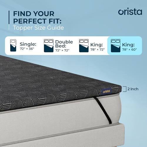 Image of Orista High Resilience Foam Mattress Topper | King Bed Size 78 x 60 Inch | Orthopedic Bed Topper for Back Pain Relief, Pressure Point Comfort, Cooling Sleep Surface with Washable Cover