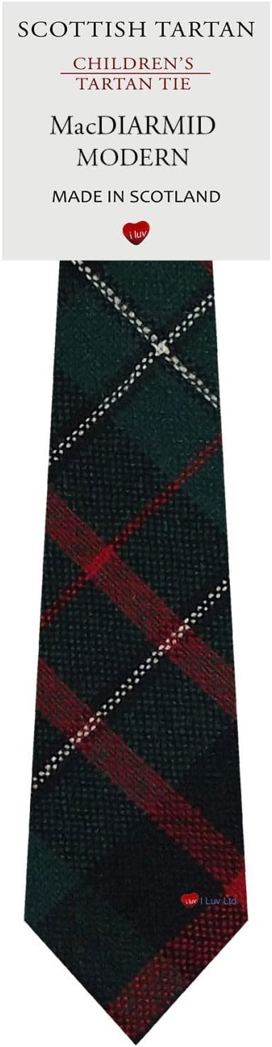 I LUV LTD Boys All Wool Tie Woven And Made in Scotland in MacDiarmid Modern Tartan