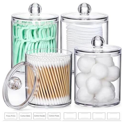 4 Pack Qtip Holder Dispenser for Cotton Swabs