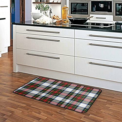 Tartan Plaid Kitchen Rugs Comfort Soft Standing Mats Water Absorb Microfiber Non Slip Kitchen Rug Bathroom Mat Checkered Doormat Carpet 39" X 20" #TOP4