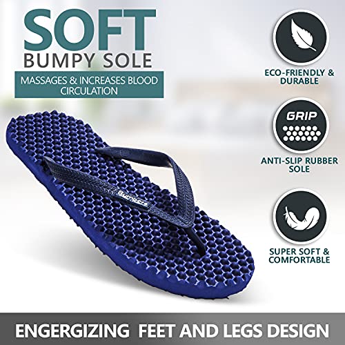 Image of Bumpers Flip Flops For Men - Beach & Shower Sandals For Mens, Comfortable Massage Acupressure Slippers, Indoor & Outdoor Footwear