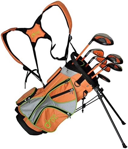 Droc – Mica Left Handed Series Boys 7 Pieces Golf Club Set & Golf Bag Ages 3-6 Left Handed (Titanium, Regular)