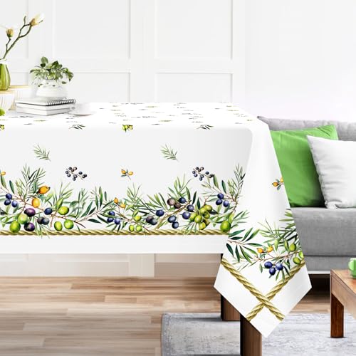 Arquiel Spring Summer Tablecloth, Retangle Olive Leaf Tablecloth Waterproof