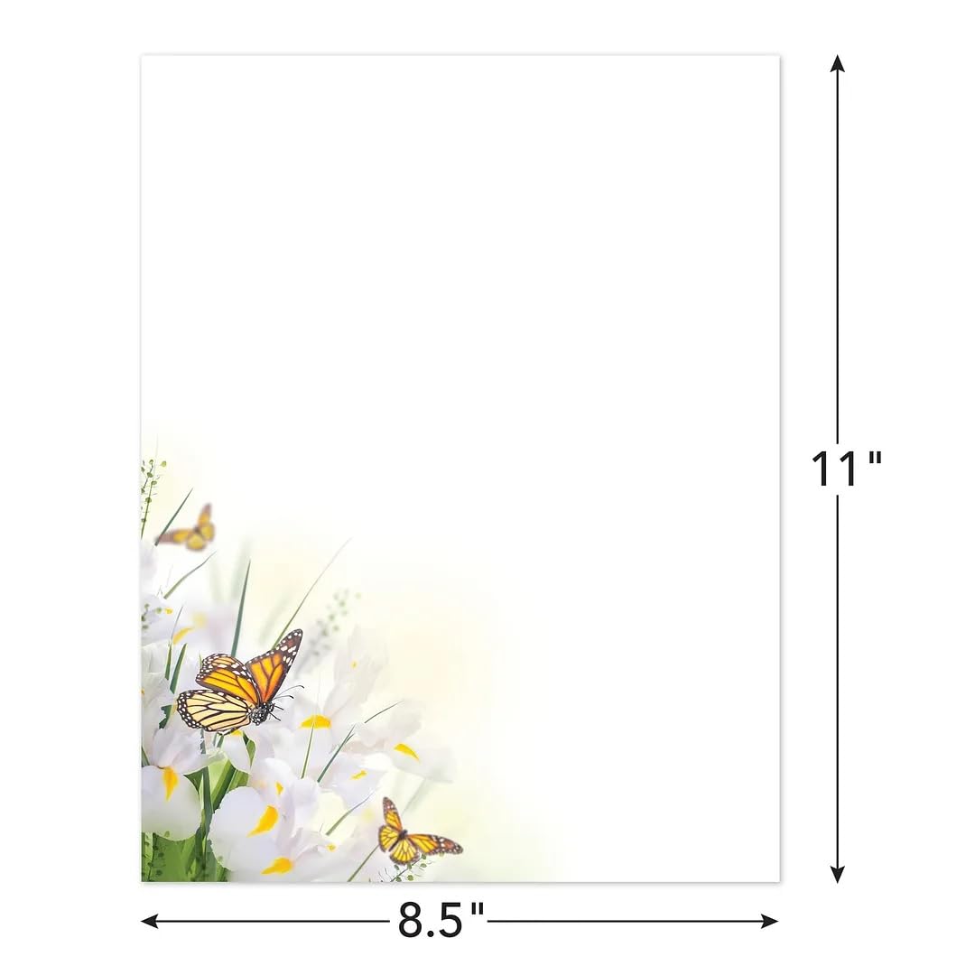 Great Papers! Briefpapier 2025004 Briefkopf, Frühlingsblüten-Schmetterling, 21,6 x 27,9 cm, druckerfreundlich, 50 Blatt
