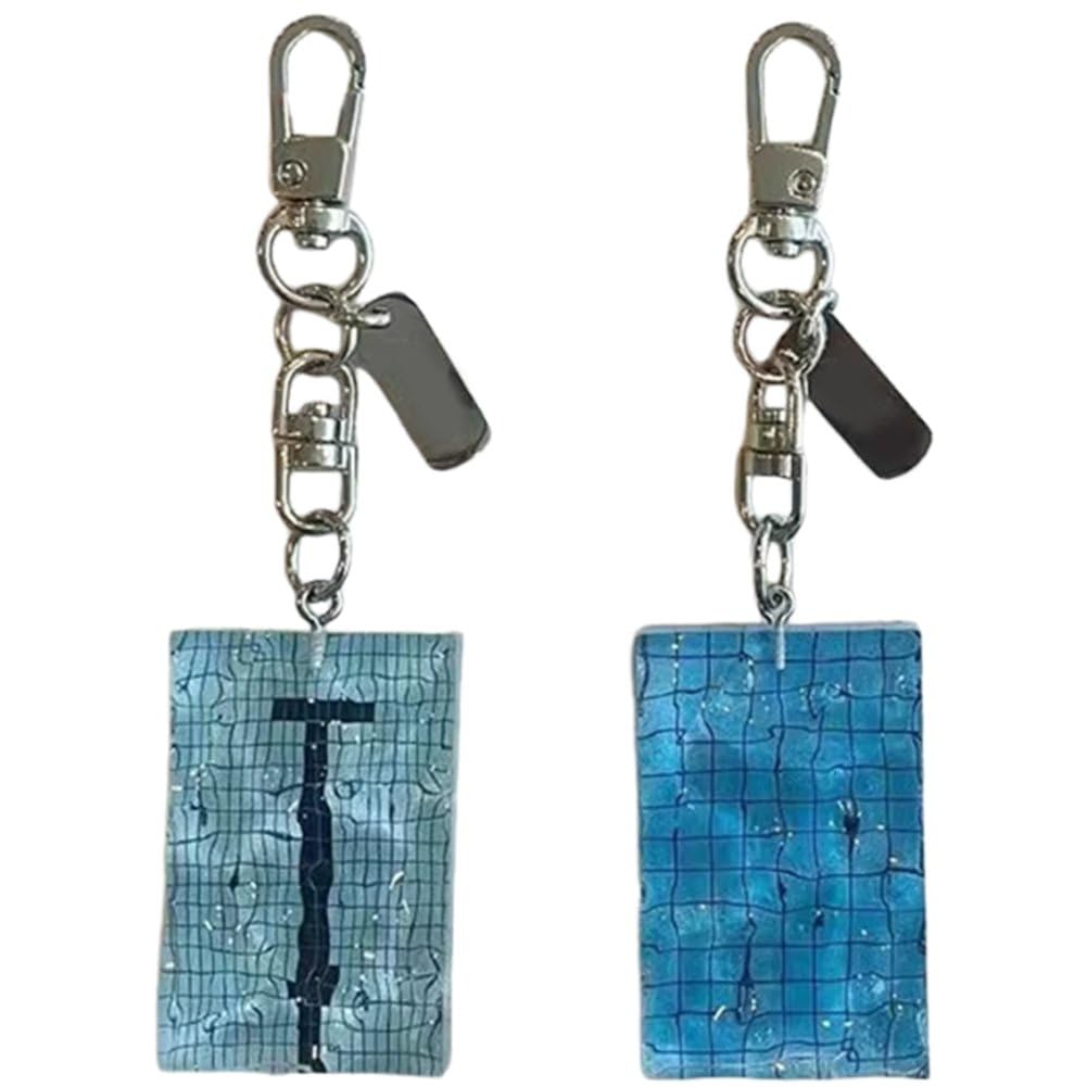 Sslvya 2 Pcs Swim Pool Keychain Bag Charms Funny Swimming Pool Keyring for Women Men Swimming Lover Keychains Cool Summer Souvenirs Gifts