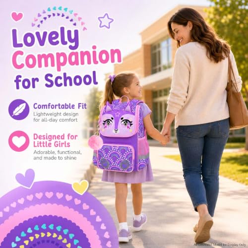 Image of KLFVB 3PCS Backpack for Girls and Boys, 15 inch Unicorn Dinosaur Bookbag with Lunch Box, Kids Preschool School bag
