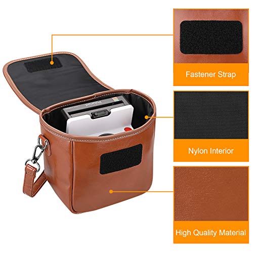 Fintie Carrying Case Compatible With Polaroid Originals Onestep+, Onestep 2 Vf, Now+ I-Type, Now I-Type Instant Film Camera - Premium Vegan Leather Travel Bag W/Removable Strap & Pocket (Brown) #TOP2