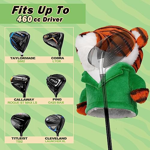 LZFAN Golf Club Covers for Woods and Drivers Funny Driver Headcover Animal Golf Club Head Covers Golf Gifts for Men Women Plush (Tiger for Driver) - Image 2