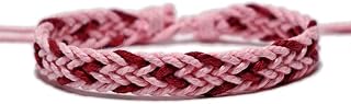 OLGER Braided Bracelet,Bohemia Woven Rope Bracelets Handmade Wine Red Pink String Bangle Vintage Unisex Adjustable Wide Friendship Bracelets For Women Men