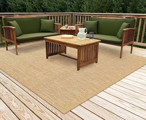 Liora Manne Texture Stripe Sand Indoor/Outdoor Rug, 7'10" Square