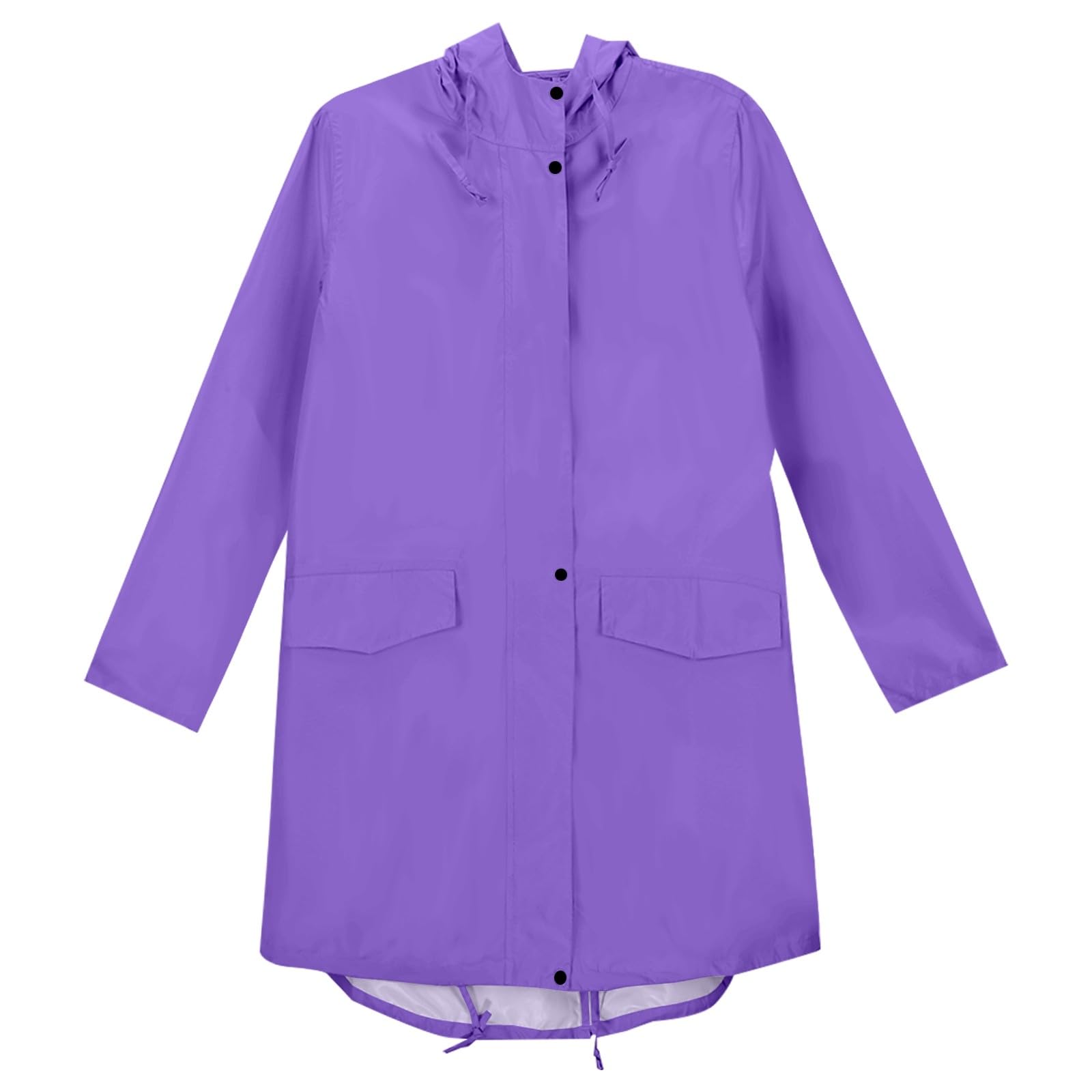 Generisch Giacca casual impermeabile da donna leggera lunga con cappuccio trench PU giacca a vento alla moda per esterni impermeabile intera lunghezza