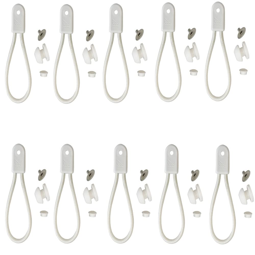 Up100 White 10 Sets Stayput Shock Cord Loop Bungee Clip Pull Tie Down Tarp Canvas Knobs For Marine Truck Car Rv Boat Covers