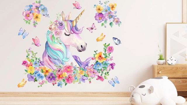 Vinilos Decorativos Unicornio Floral Mfault 35x12 pulgadas miniatura 7