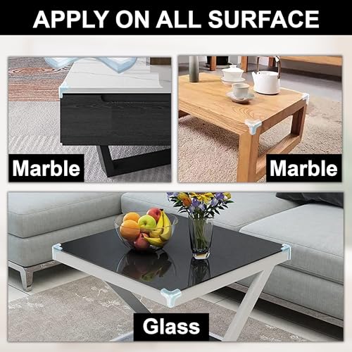 Image of GLUN Silicon Table Corner Protector, Pack of 2 (8 Pieces) Transparent, Protector Table Corner from Unwanted Bruise