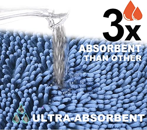 Bathroom Rugs 3 Piece Bath Rugs Set Chenille Bath Mat Bathroom Rug Set Non-Slip Bathroom Set Bath Mats For Bathroom With 1 Inch Soft Plush,Pvc Backing Water Absorbent Bathroom Carpet - Deep Blue #TOP2