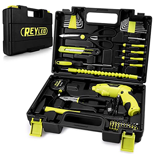 REYLEO Caja de Herramientas 57 Piezas, RLHT02D Maletín de Herramientas Multiusos, Universal de Reparación Conjuntos Bricolaje para Casa