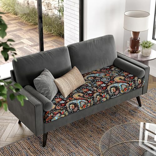 Image of YISUN Sofa Couch Cushion Covers, Stretch Printed Couch Seat Slipcover, Soft Couch Cover for Dogs, Washable Non-Slip Furniture Protector for Sectional Armchair Loveseat (Flower, 2 piece)