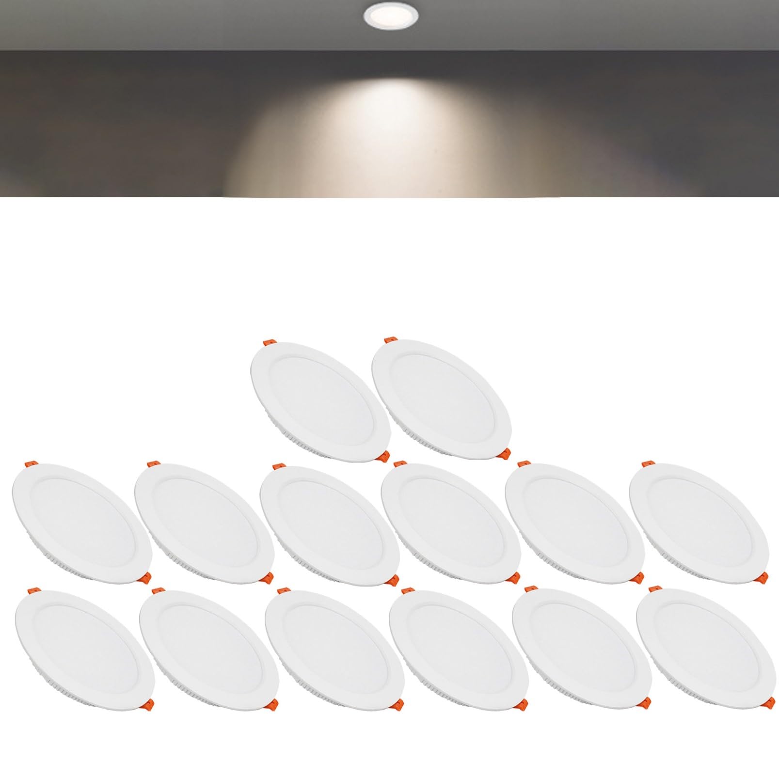 TTiiLoe 21W Round LED Recessed Ceiling Spotlights, 4000K Neutral White Ultra Slim Panel Ceiling Light, Cut Φ160-170mm, AC110-240V Downlights for Hallway Stairwell Showroom, 14 Pack