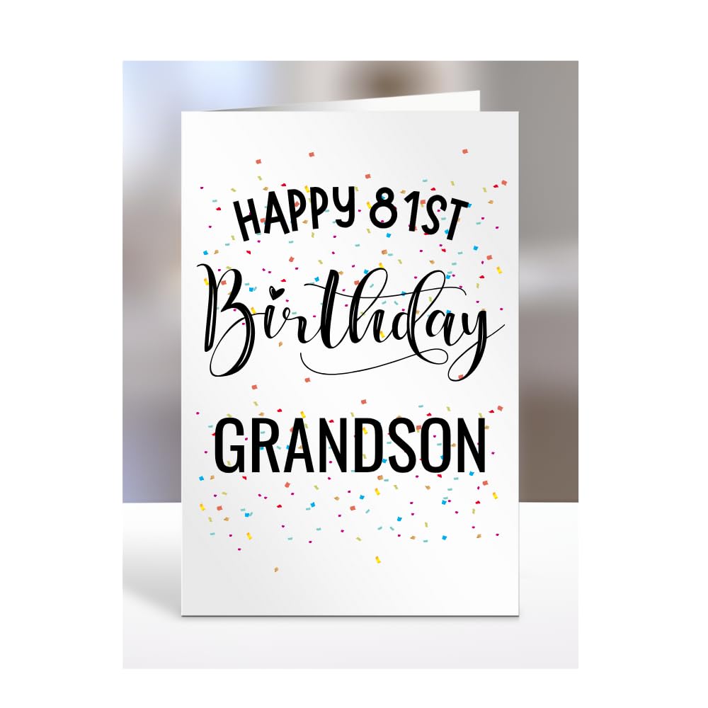 HAPPY 81ST Birthday card to Grandson, card, gifts for boy, him, male, presents for men, from grandama grandad, nan, nana, A5-154_82