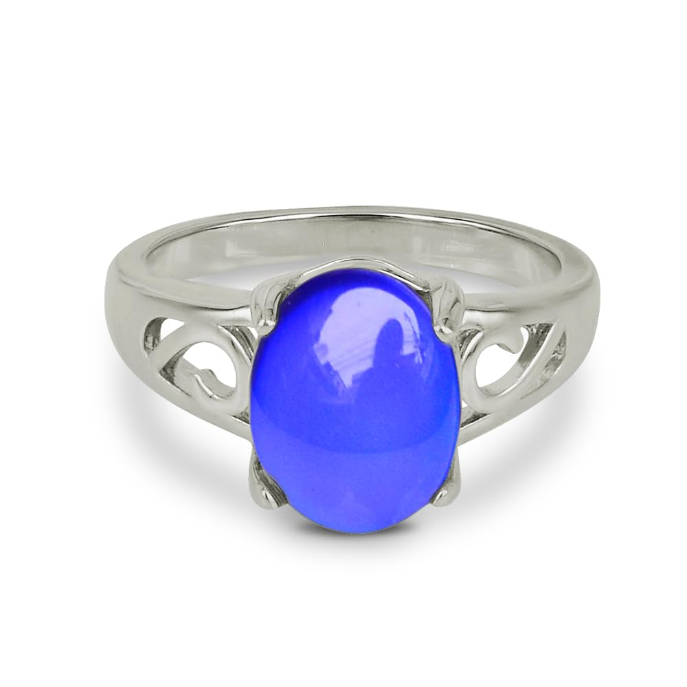Classic Silver Color Plating Multi Color Change Oval Crystal Stone Emotion Feeling Mood Ring