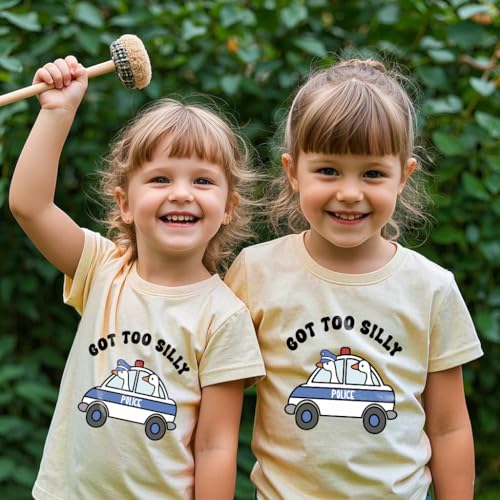 Image of Kids Short Sleeve Tees Toddler Crewneck T-Shirts Boys Girls Dino Raccoon Excavator Silly Goose Flower Girl Tops 2-7 Years