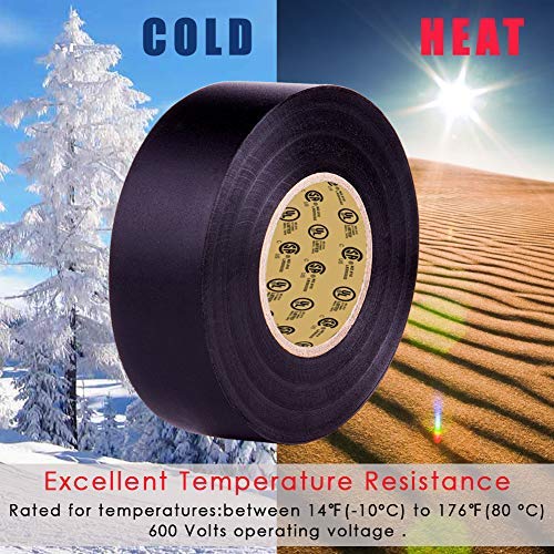 LYLTECH Black Electrical Tape, 44 feet x 3/4 inch x 7 mils-600V,Pass UL/CSA Certification. Waterproof,Flame Retardant,Strong Adhesive, 14℉ to 176℉