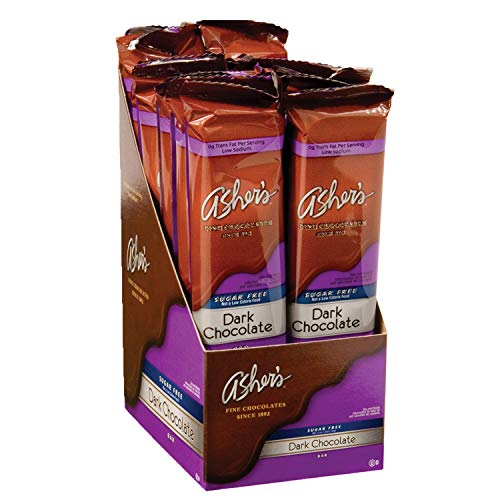 Asher's Chocolates, Sugar Free Chocolate Bars, Small Batches of Kosher Chocolate, Family Owned Since 1892, Keto Chocolate (12 Bars, Dark Chocolate)