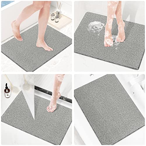 Shower Mat Bathtub Mat Non-Slip,24X16 Inch, Soft Tub Mat With Drain,Pvc Loofah Bath Mat (Phthalate Free) For Tub And Bathroom,Quick Drying,Grey #TOP7