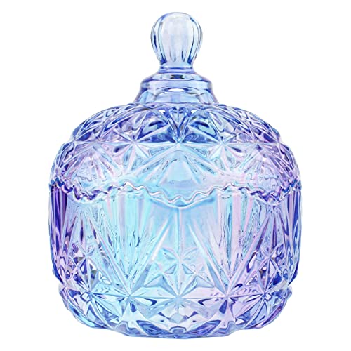 Danmu 1Pc Colorful Glass Storage Jar, Candy Jar With Lid, Cookie Jar, Jewelry Box Buffet Jar Biscuit Containers Color B(260Ml / 9Oz) #TOP5