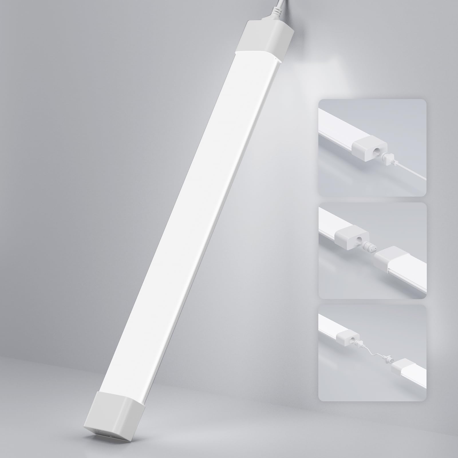 Plafoniera da Officina 120cm 36W, 4000lm Collegabili Tubo Neon LED, Bianco Freddo(6000K) IP65 Impermeabile Plafoniere LED a Soffitto, per Garage Ufficio Cantina Cucina Supermercato